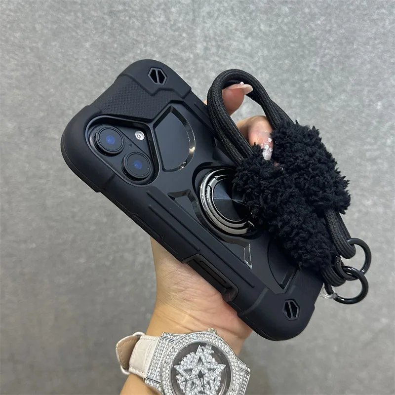 Versatile Ring Holder Heavy Duty Shockproof Case with Lanyard Chain Cover