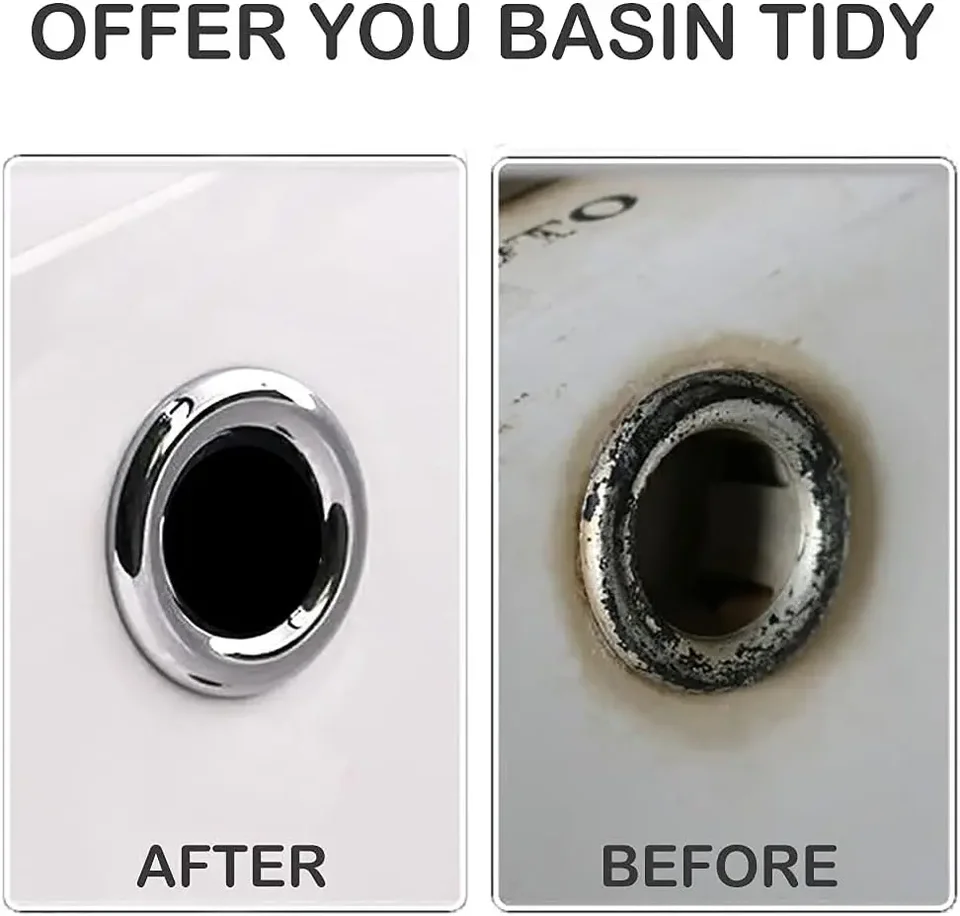 10 Pezzi Copriforo Troppopieno Per Lavandino 47,5x13 Mm - Anelli Ovale In Argento Per Cucina E Bagno - Foto 13