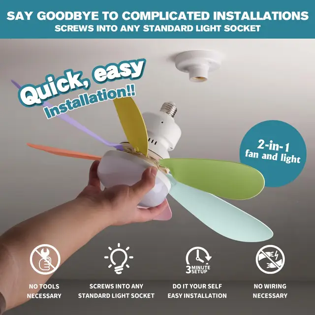 Ventilateur de plafond LED 40W de 20,5 pouces E27 avec fonction de gradation à distance, adapté au salon, au bureau et à un usage domestique, 85-265V 2