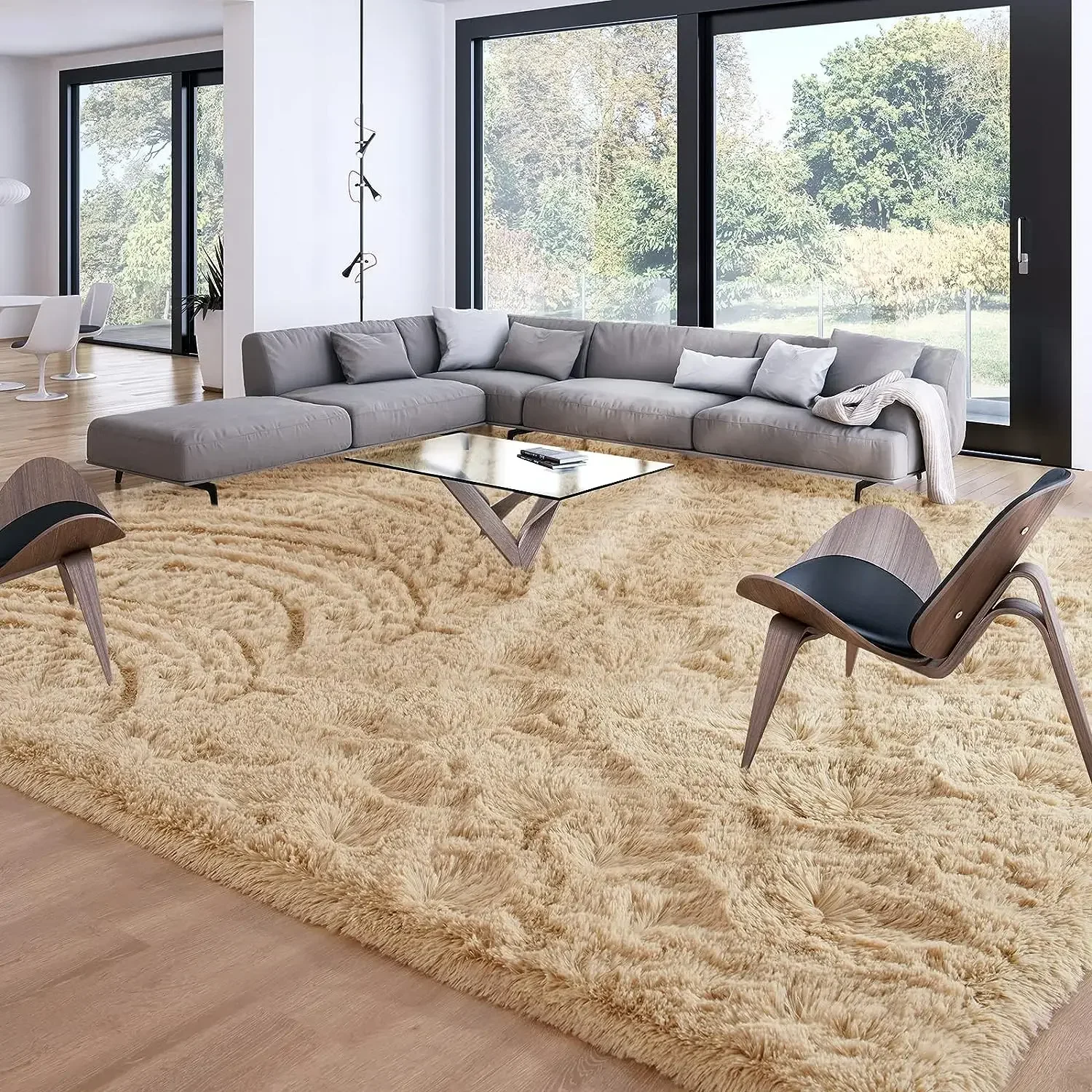 

Merelax Soft Modern Indoor Large Shaggy Rug for Livingroom Bedroom Dorm Kids Room Home Decorative, Non-Slip Plush Fluffy Furry F