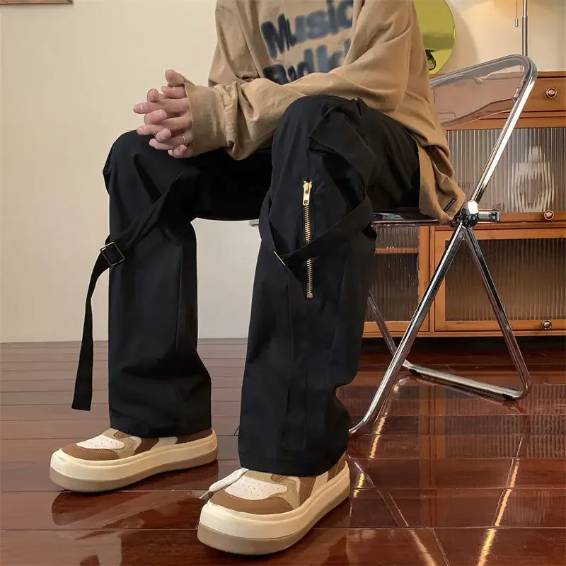 thumbnail image 1 of Pantalones Cargo para Hombre Pantalones Negros Holgados Pantalones Emo Hip Hop Hombre Rectos Y2k Nuevos En Harajuku Multibolsillos Anchos Vintage Trabajo Largos, 1 of 5