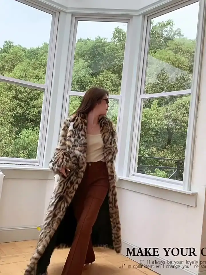 Cappotti in pelliccia sintetica per donna Cappotto invernale leopardato
