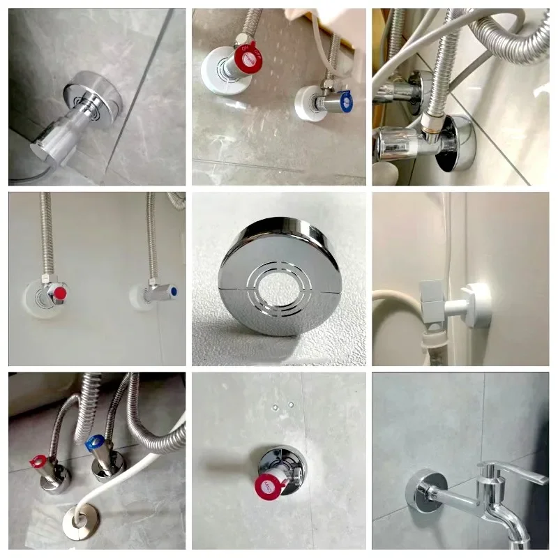 Faucet Decorative Cover Faucet Cover Shower Faucet Decorative Cover ABS Heighten Angle Valve Panel Adjustable Water Pipe Wall Covers Kitchen Bathroom Tap Accessories