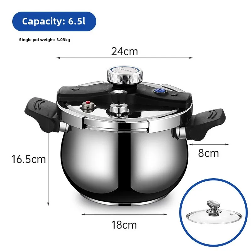 Stainless Steel Pressure Cooker 304 Thickened Household Soup Pot Steamer Gas Universal Explosion-proof Pressure Cooker 2