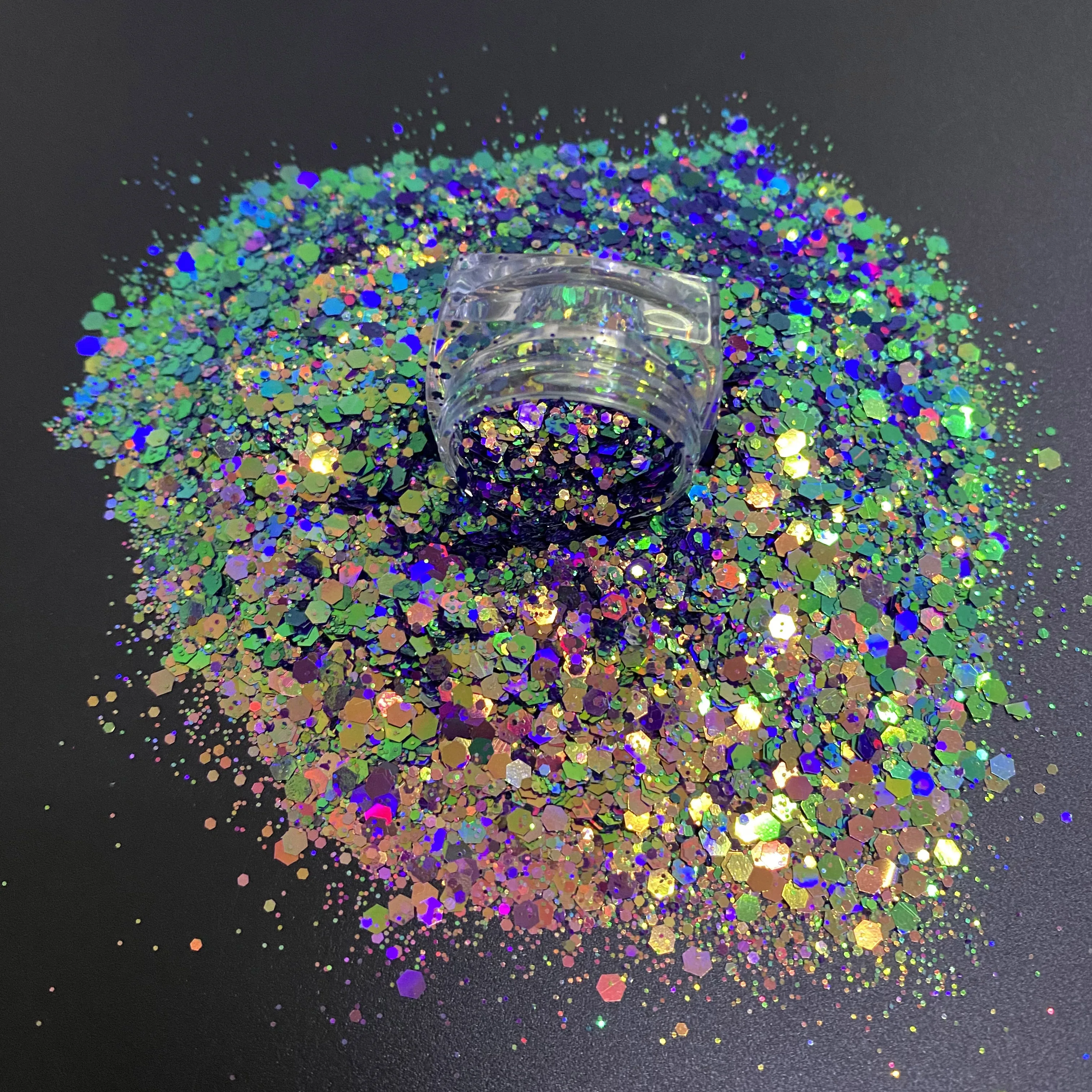 10g/Bag Rainbow Chameleon Nail Sequins Hexagon Holographic Chunky flakes Glitter for Decoration
