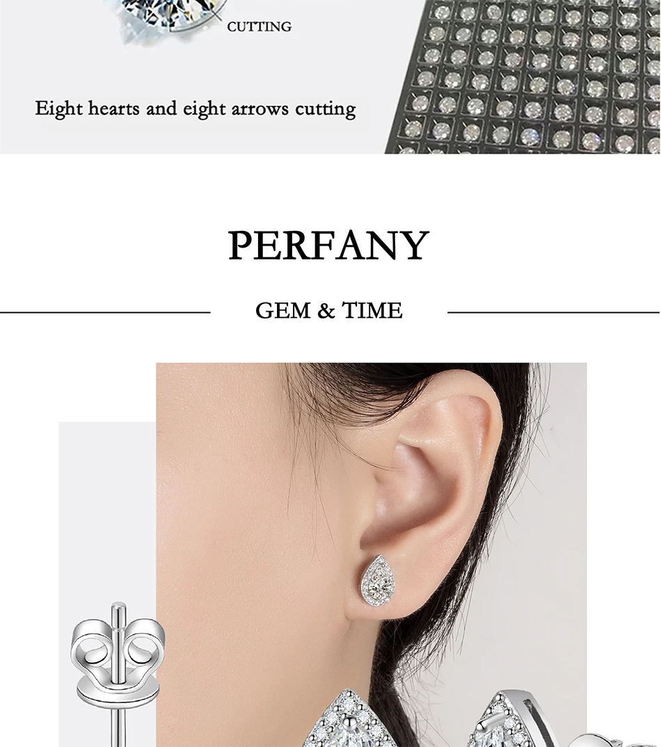 PERFANY Moissanite Earrings detail