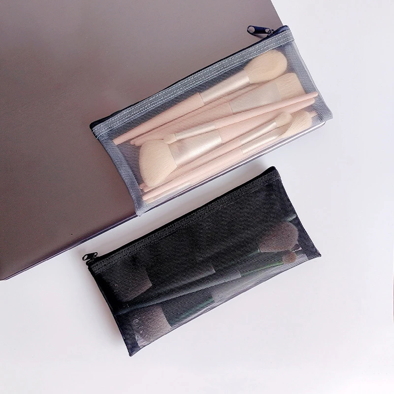 Make-up-Beutel Lippenstift Make-up Pinsel Aufbewahrung taschen Student transparente Mesh Bleistift Fall ins Reise Kosmetik Veranstalter für Frauen – Detail 1