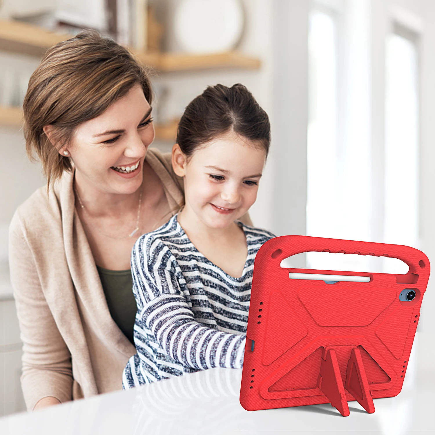Children's Shockproof iPad Case with Handle, Built-in Stand, and Pen Slot