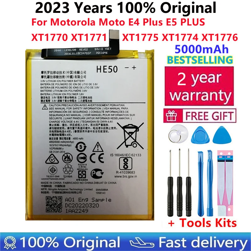 

100% Original 5000mAh HE50 Battery For Motorola Moto E4 Plus E5 PLUS XT1770 XT1771 XT1775 XT1774 XT1776 Phone Batteries Bateria