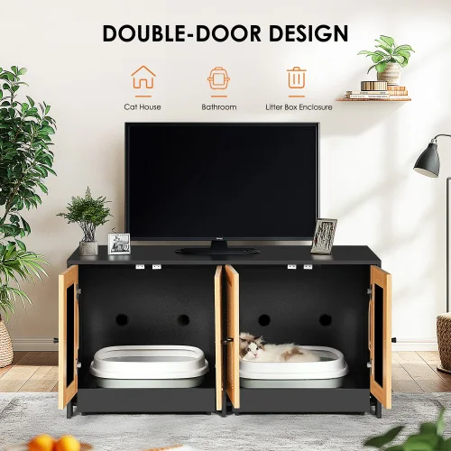 Double Litter Box Cabinet 2