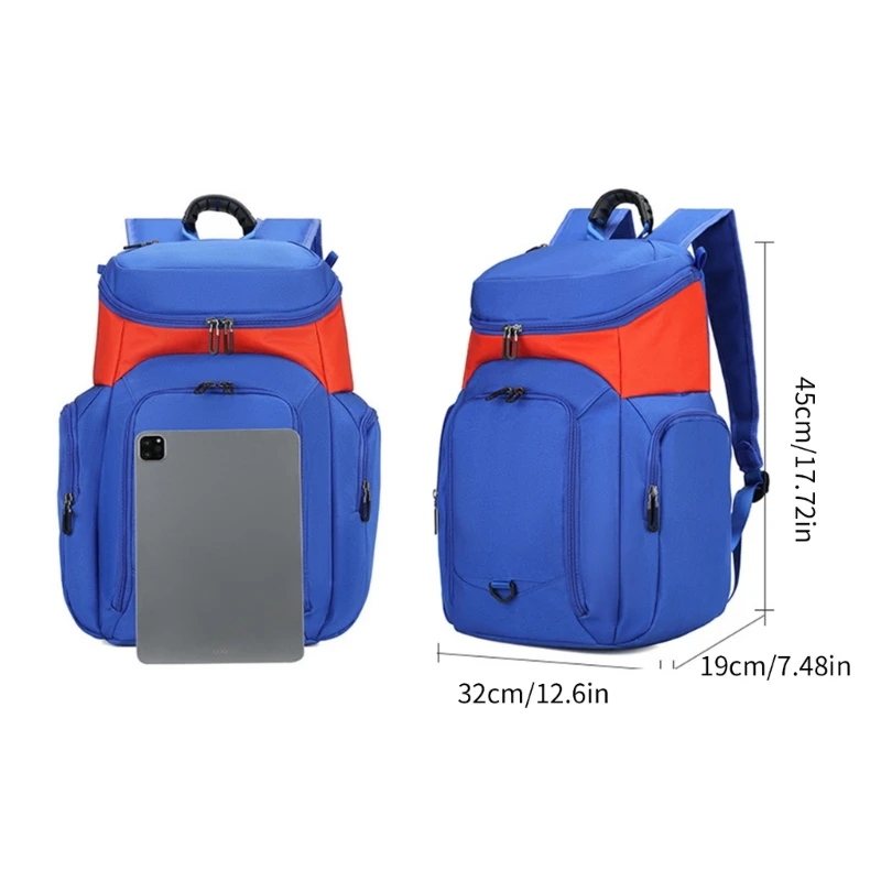 Basketball Backpack Large Capacity Contrast Color School Sports Bag with Ball Compartment for Football Travel Casual
