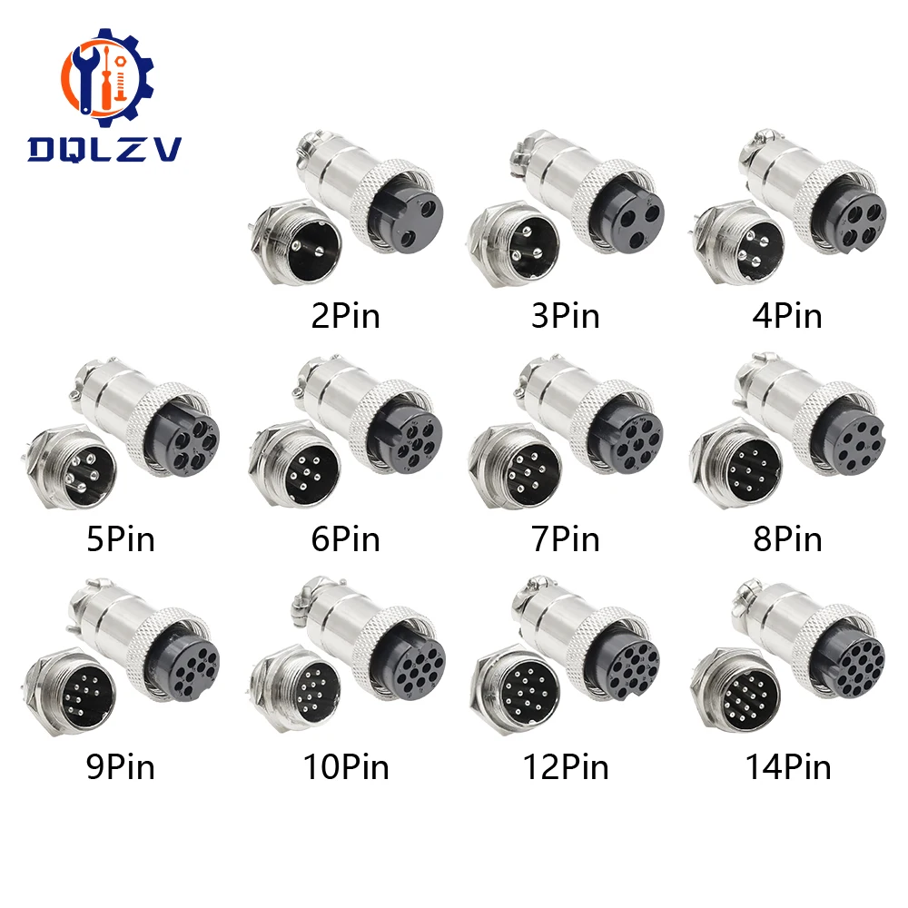 5/10/20 ชุด GX12 GX16 GX20 2 3 4 5 6 7 8 9 10 12 14 15 Pin Docking ปลั๊ก SOCKET กันน้ํา Circular Connector 1
