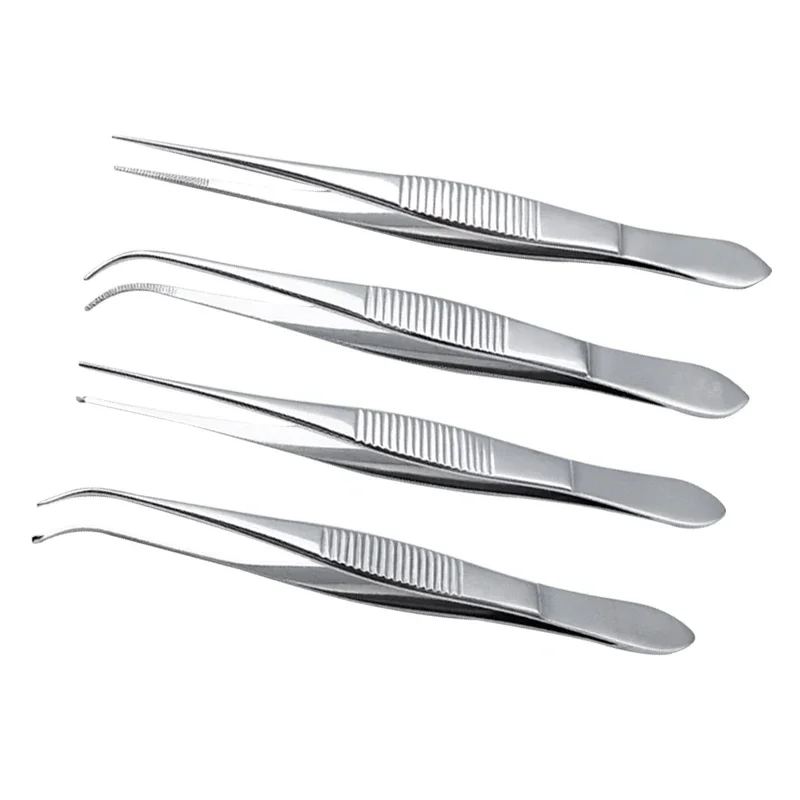 Ophthalmic Surgical Instruments Stainless Ophthalmic Medical Forceps Surgical Clmap Straight Curved Tweezers with Teeth