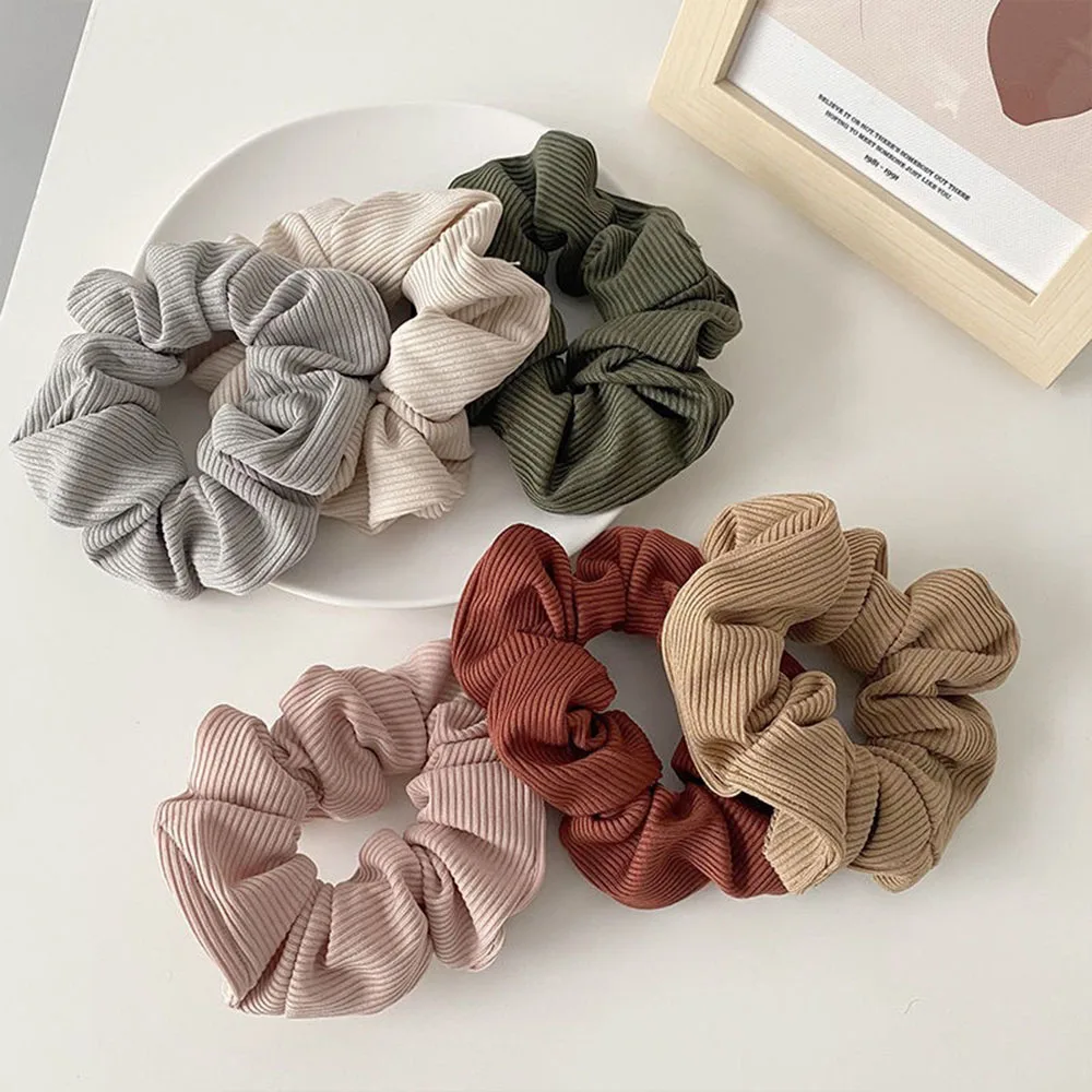

Winter Corduroy Knitted Large Scrunchies Elastic Hair Bands Women Girls Stripe Fabric Ponytail Holder Hair Ties Hair Accessories
