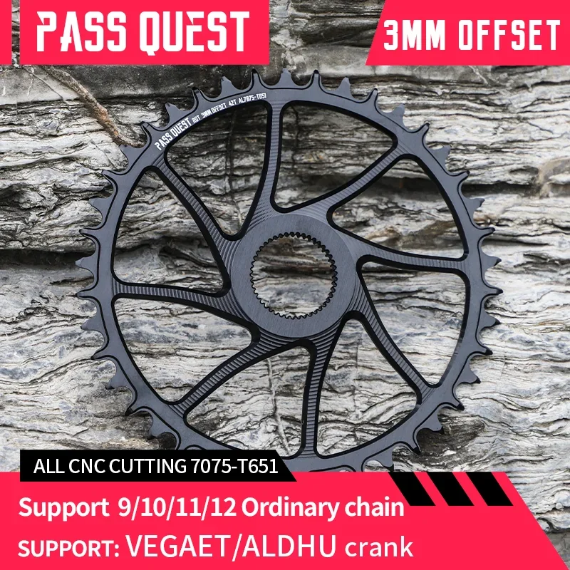 

PASS QUEST Rotor Gravel Bike 3mm Offest HOLLOW Round Narrow Wide Chainring Direct Mount Crank 9-12 Speed Chain 36-48T ALDHU