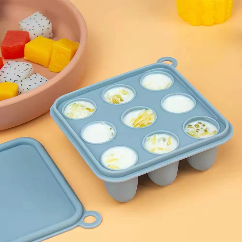 Silicone Baby Food Freezer Tray with Lid - Multi-Use Food Storage and Popsicle Molds