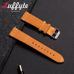Vintage Suede Leather Quick Release Watch Strap Replacement Wristband - 22mm (Light Brown)