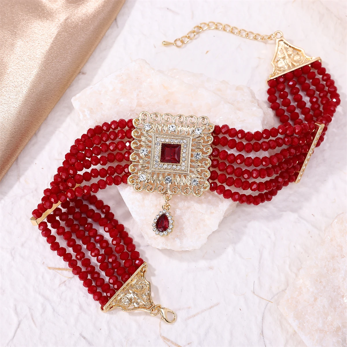 Hand Beaded Necklaces Water Drop Pendants Beaded Necklaces For Arab Brides