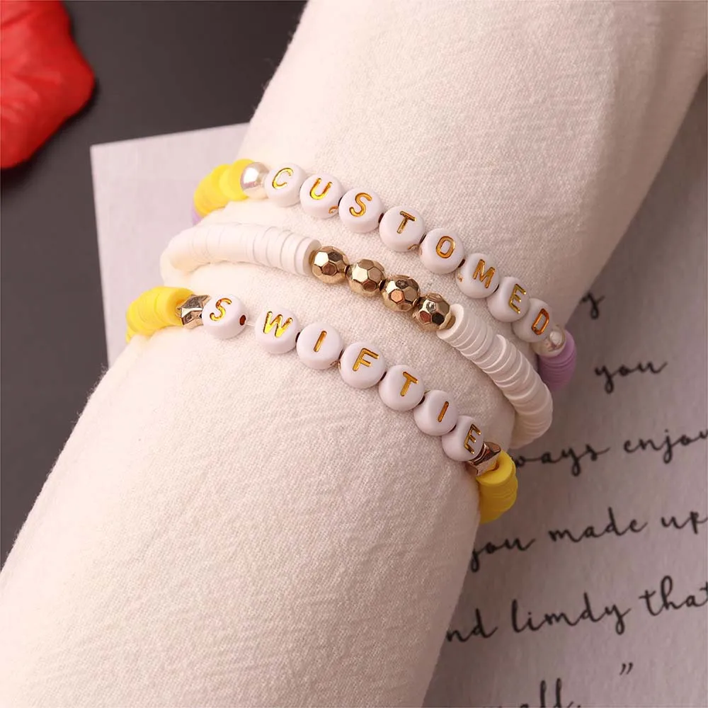 3pc Customed Handmade Taylor The Swift Mermaid  Bohemian Soft Pottery Bracelet Jewelry For Fans Friends Gift taylor deupree