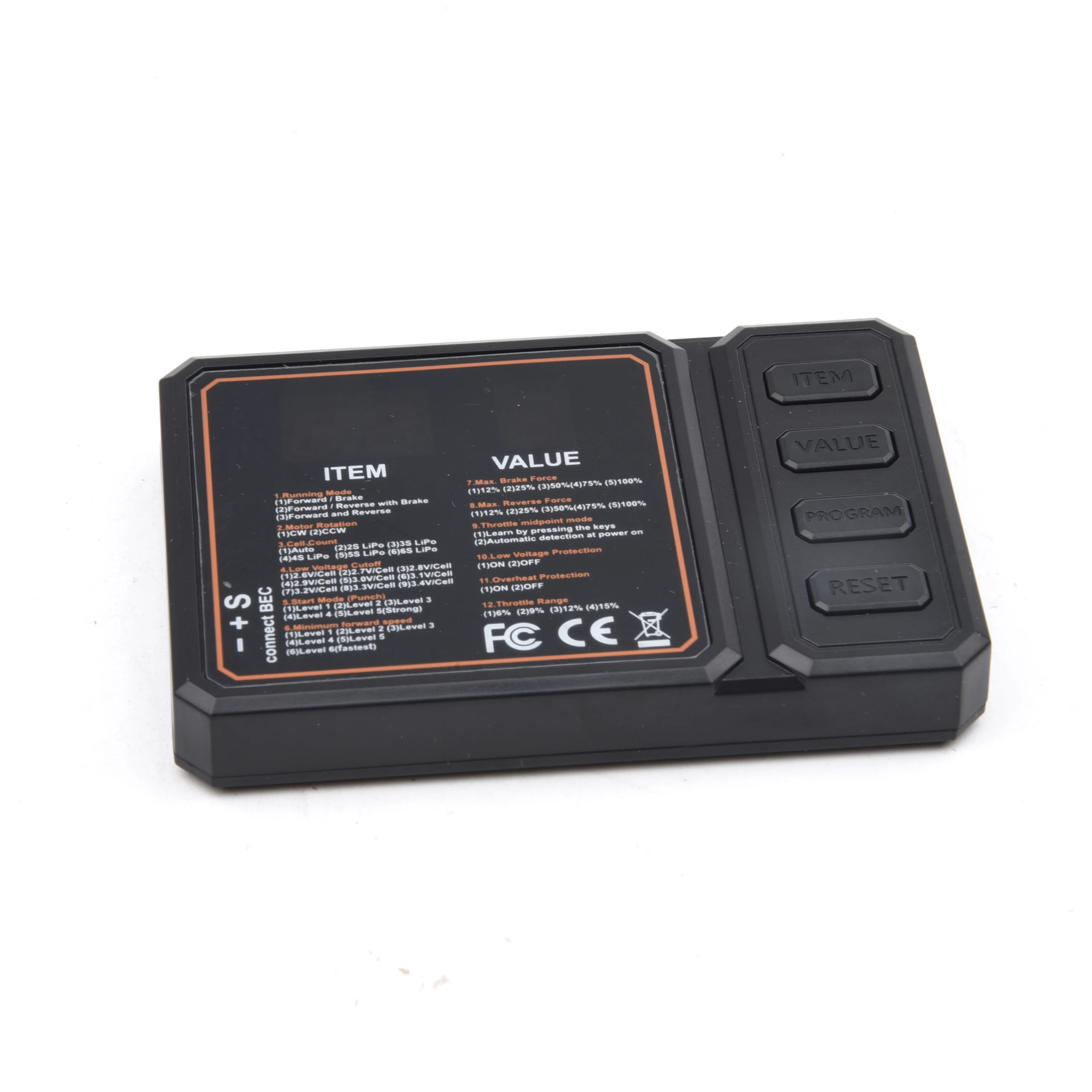 Carte de programmation pour contrôleur de vitesse électronique brushless 120A avec affichage LED