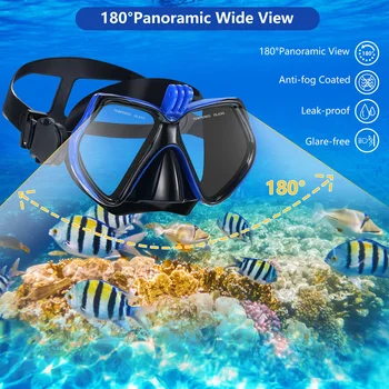 Diving Mask Swimming Goggles For GoPro Underwater Sports Camera Tempered Glass Professional Scuba Dry Snorkel Tube Adults Youth 3