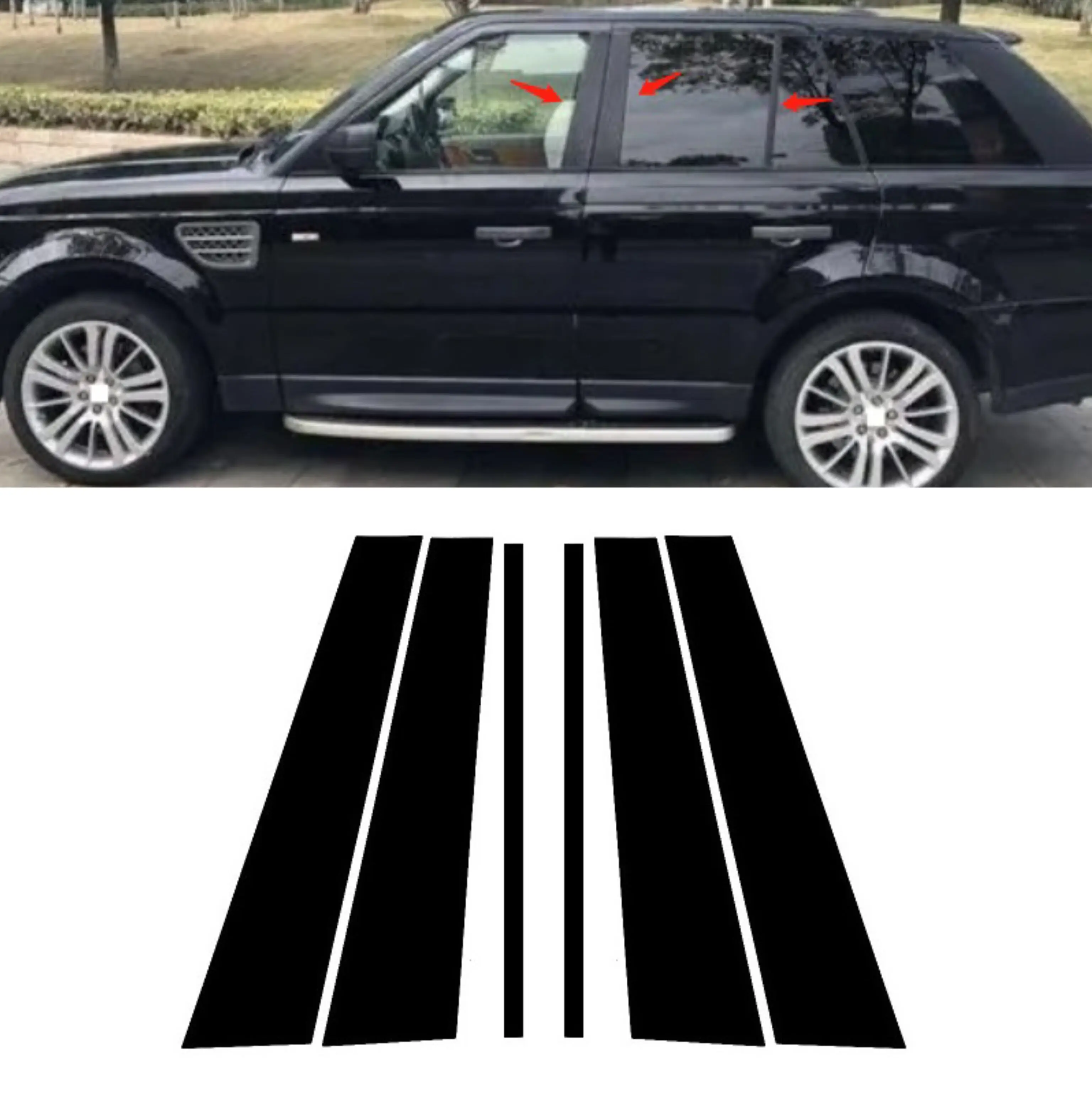 

6PCS Polished Pillar Posts For Land Rover Range Rover Sport 2010 2012 2011 2013 Window Trim Cover