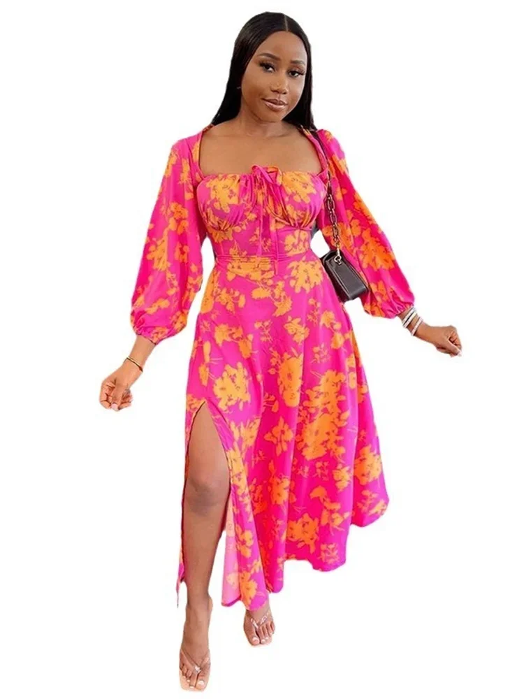 Wmstar Dresses for Women Printed Elegant Off Shoulder Maxi Loose Dress Club Outfits New in Summer Wholesale Dropshipping S-2XL