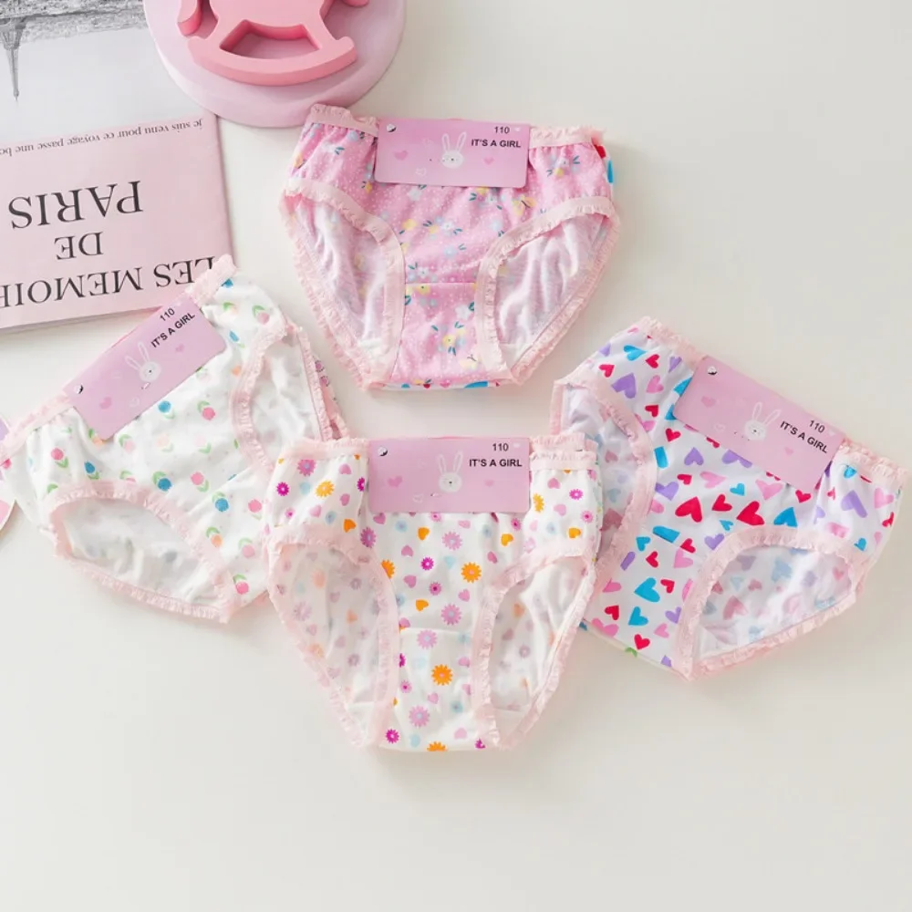 6PCS/Lot Kids Cotton Underwear Floral Print Baby Girls Panties Toddlers Shorts Briefs