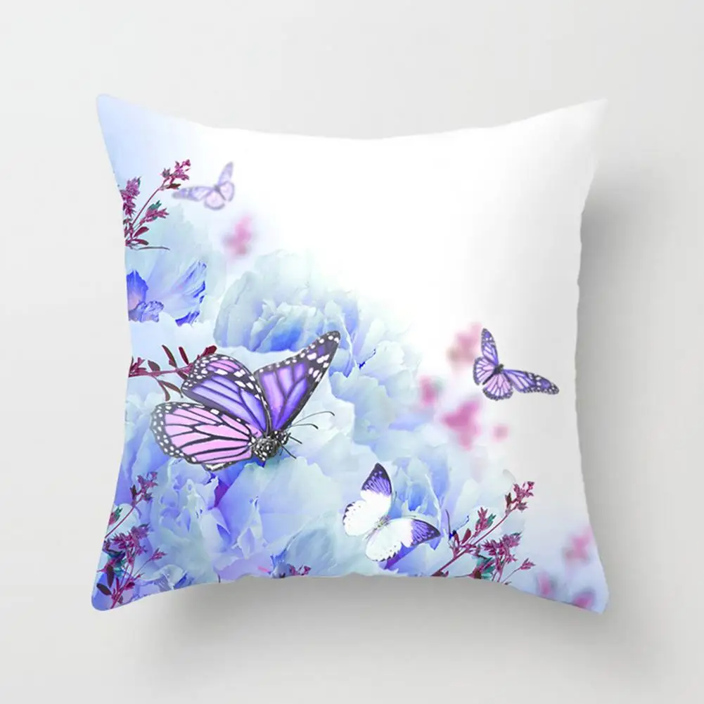 

Soft Pillowcase Butterfly Print Cushion Cover Pillowslip Easy Maintenance Non-fading Wear Resistant Decorative Pillowcase