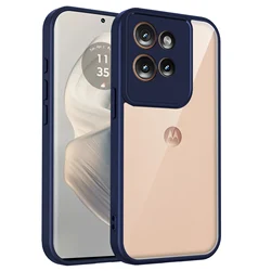 Enhanced Silicone Bumper Clear Matte Back Cover with Air Cushion - Durable Protective Case - Motorola Edge 60 Neo (TMMS blue)