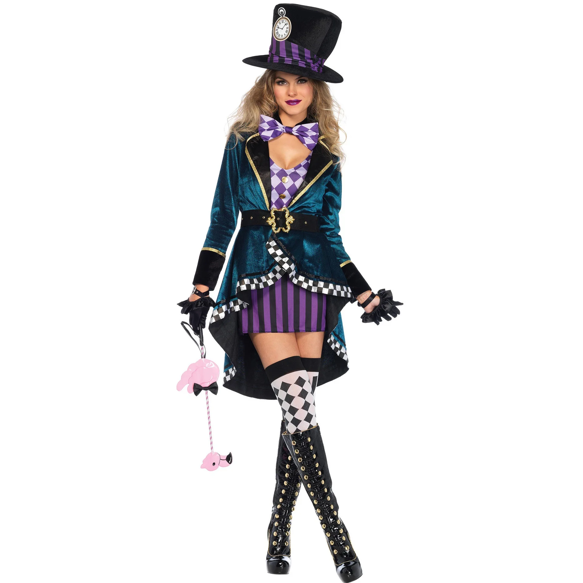 

Adult Women Halloween Role Play Clothing Stage Performance Hatter Costume Tailcoat Sexy Magician Carnival Party Fancy Dress