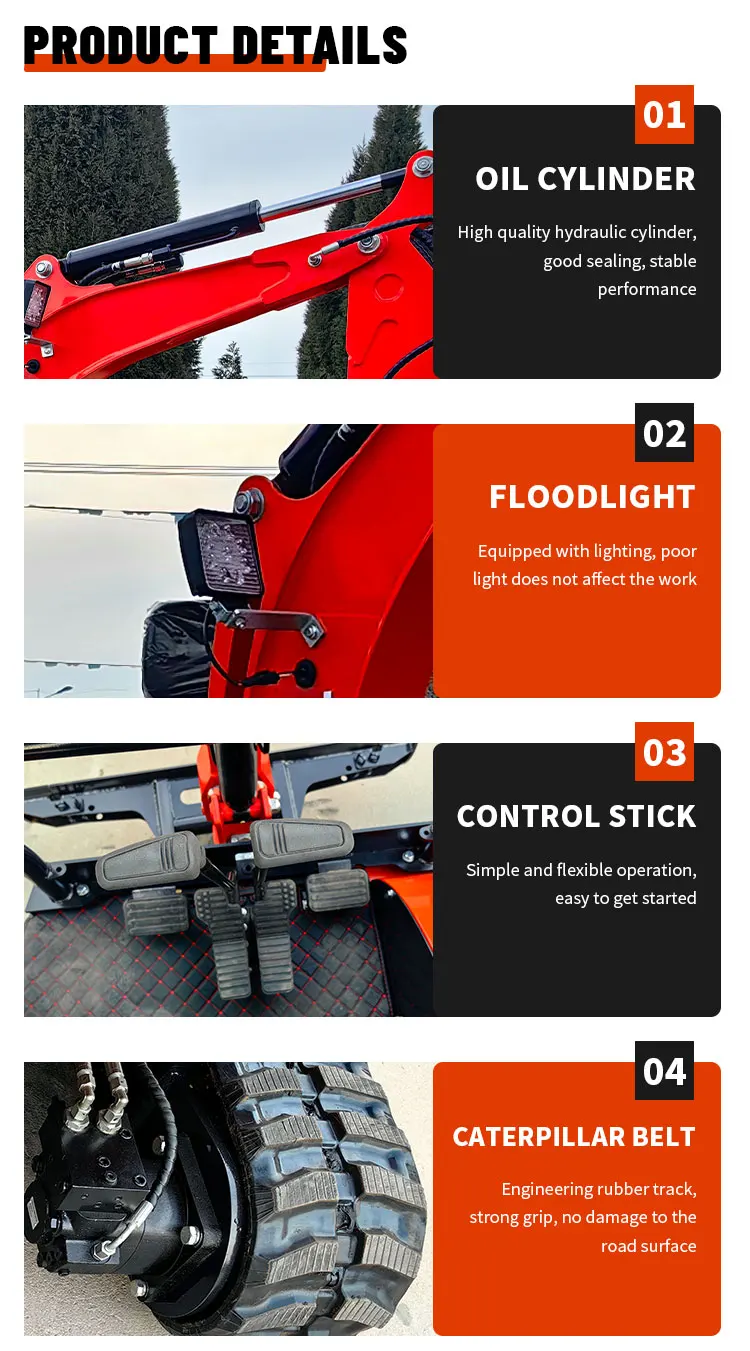 Crawler Euro 5 Mini Bagger 2.2T Minibagger Garten-Dieselmotor Vollhydraulischer Minibagger – Detail 6