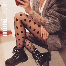 

Japanese Sexy Polka Dot Print Stockings Female Student Black Stockings Summer Nylon Nightclub Female Ladies Silk Tights