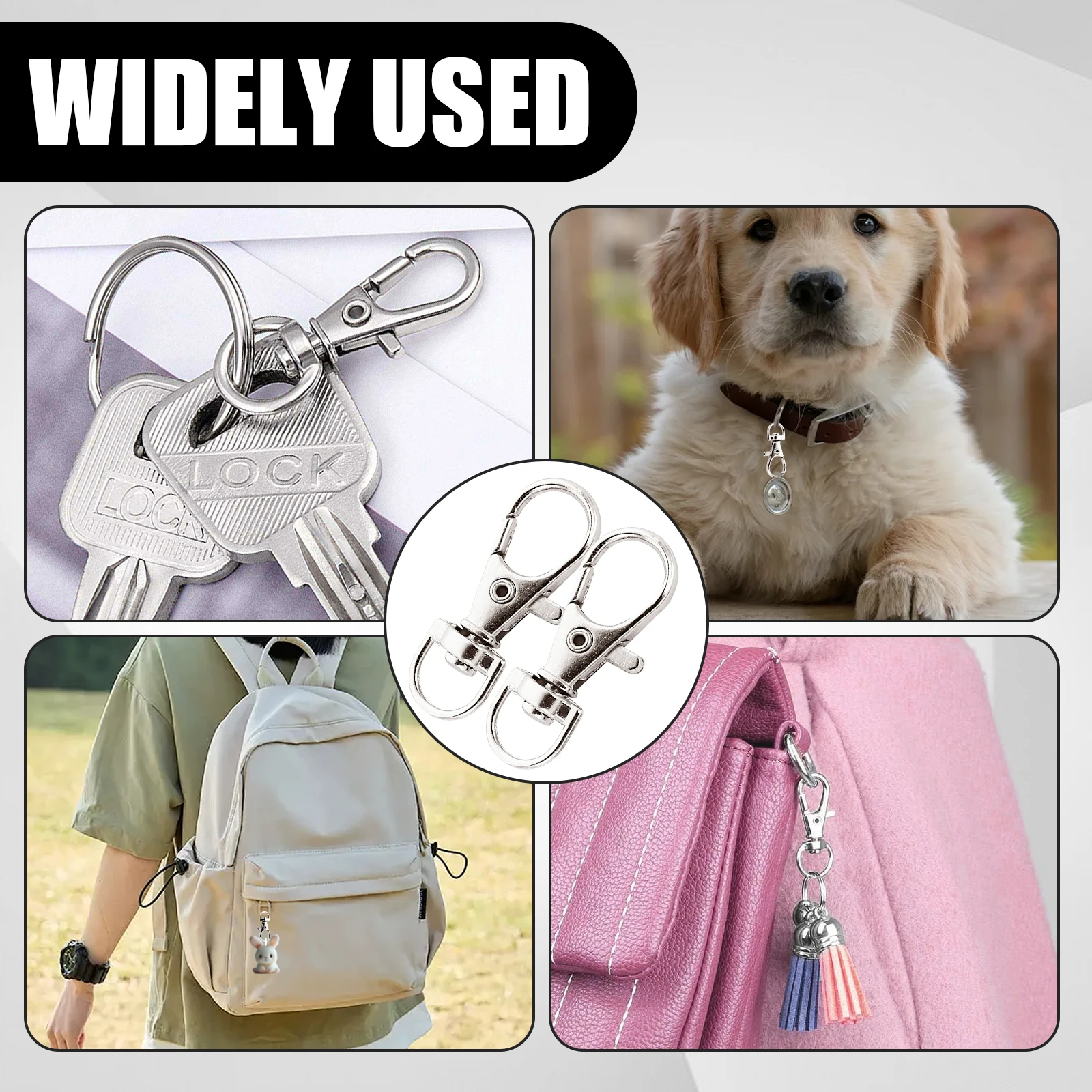 50/100Pcs Swivel Lobster Clasp Stainless Steel Swivel Keyrings Clasp D Ring Snap Hook for Jewellery DIY Crafts Keychain Making