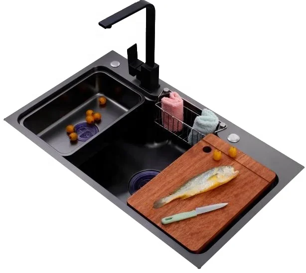 Nano Black 78x46 Washing Machine Household Fregadero Wash Basin Modern Kitchen Sink Stainless Steel With Kitchen Accessories 5