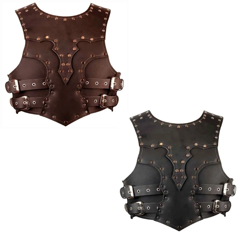 

Vintage Faux Leather Chest Shoulders Medieval Chest Guard Body Armors Vest for LARP Cosplay Halloween Activities