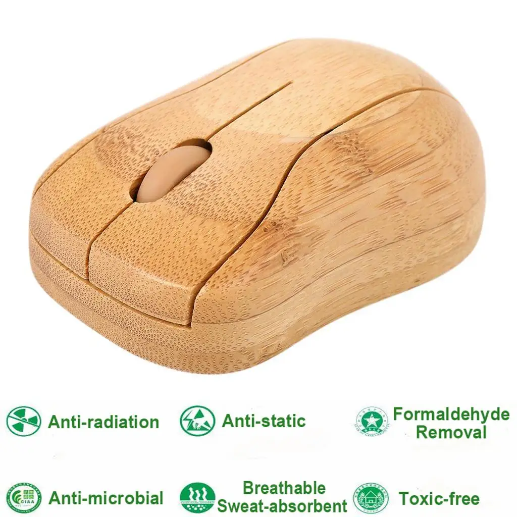 2.4GHz Bamboo Optical Mouse Healthy Sweat-resistant Anti- Mice