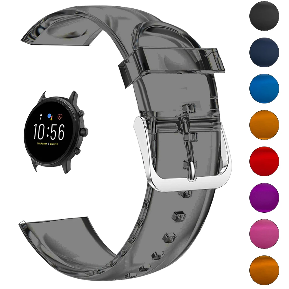 Transparent Wrist Strap For Fossil Gen6 44Mm Gen6/Gen 5 5E 44Mm/Gen5 Lte 45Mm Watch Band Silicone Watchband Bracelet Belt
