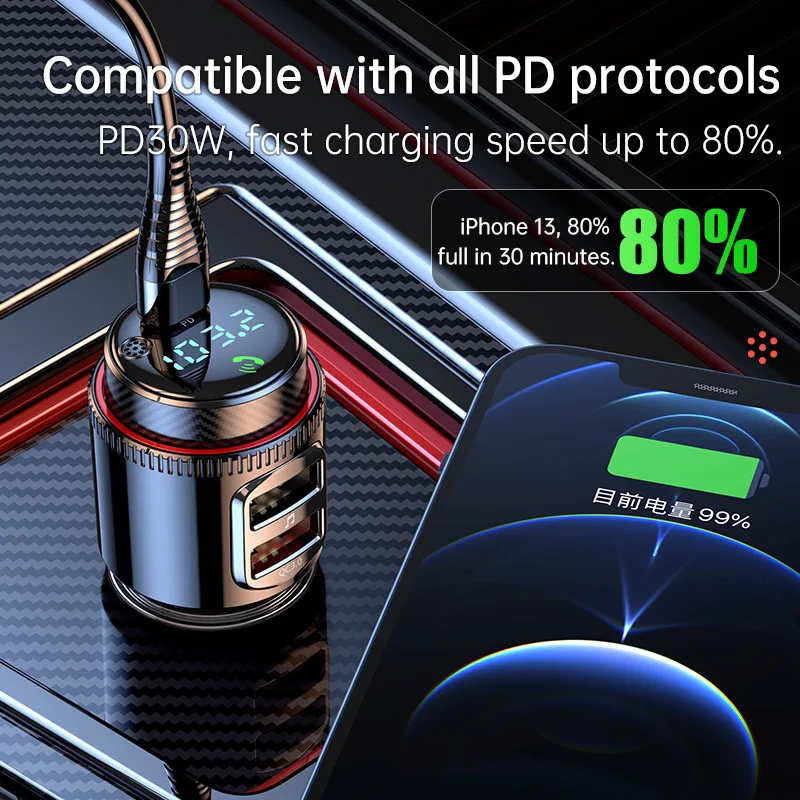 Bluetooth FM Transmitter Car Radio MP3 Player with QC3.0 USB Charge