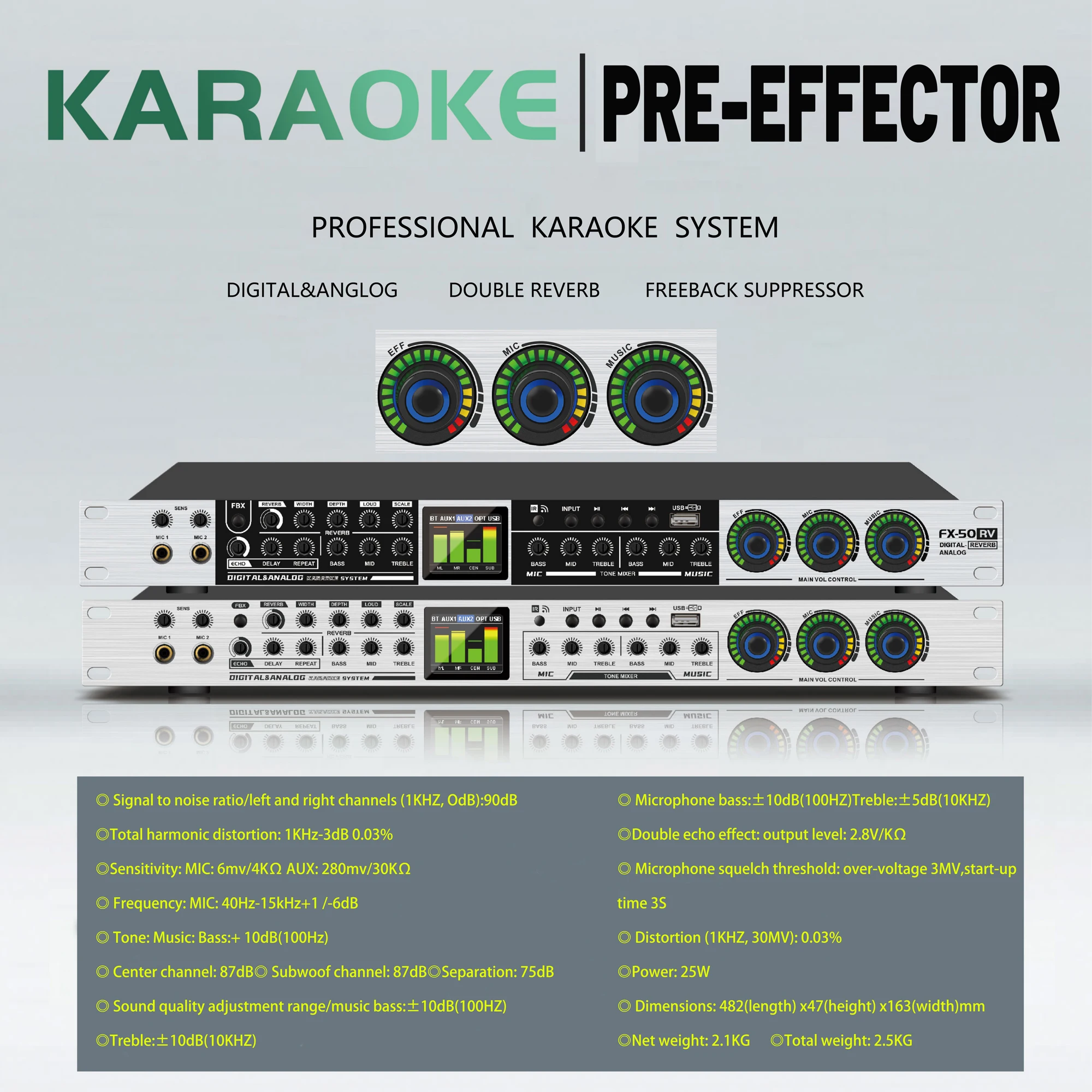 DigitalAudioEffectProcessorKaraokeBluetoothProfessionalKTVPre