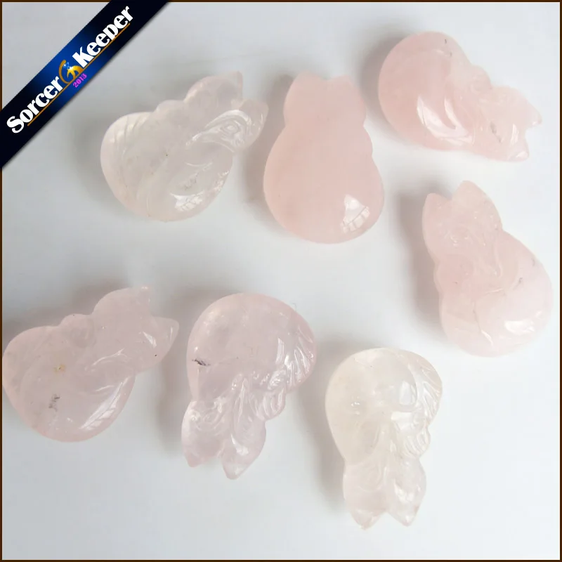 32x22 mm 100% Real Natural Quartz Carved Fox Amulet Lucky Pendant Necklace Fashion Animal Crystal Jewelry Beads 09005