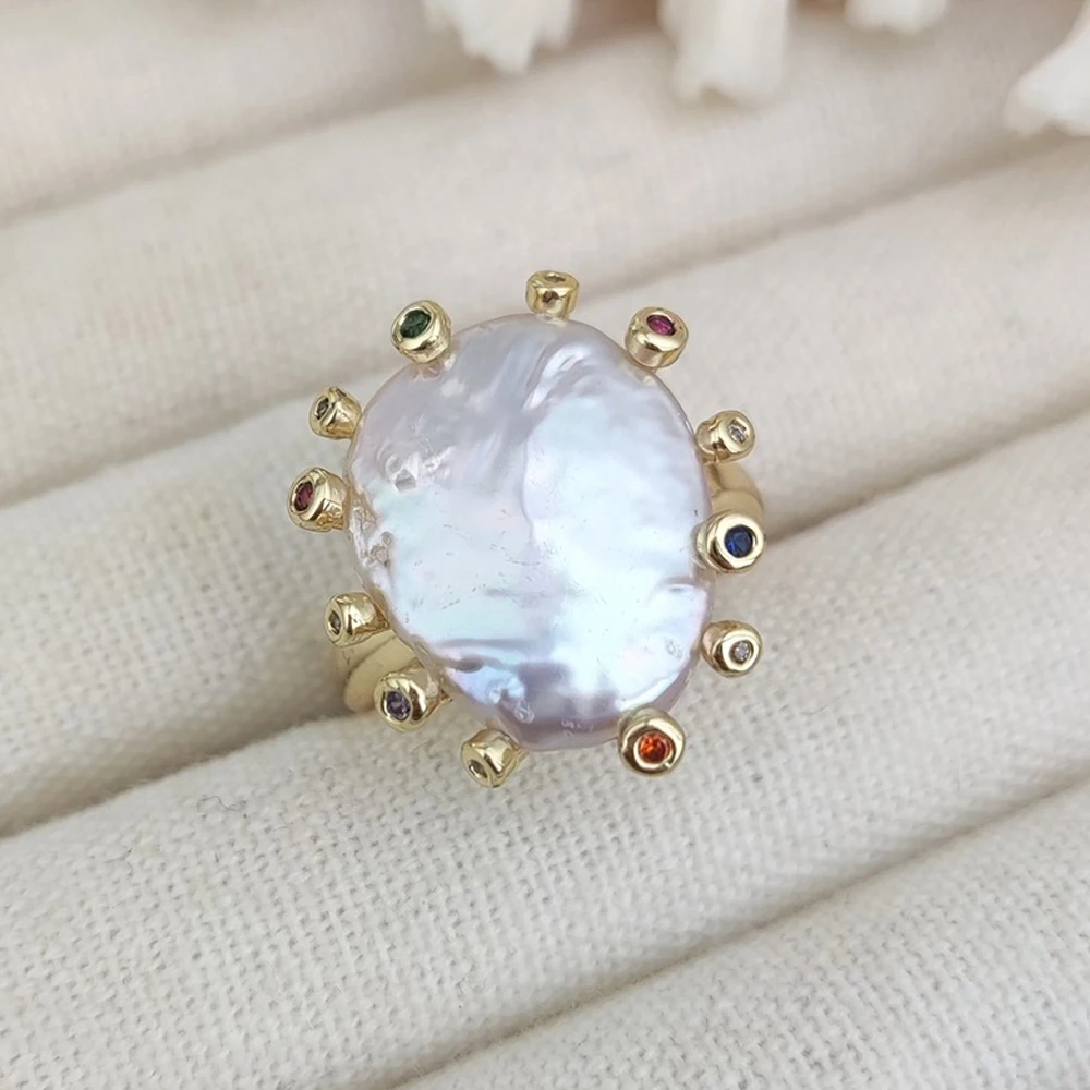 تصميم فاخر غير منتظم لؤلؤة عملة خاتم حفلة موسيقية...