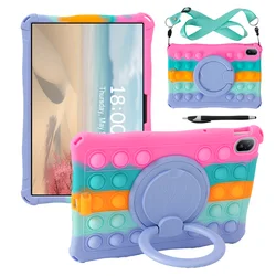 Rotating Handle Grip Stand Case with Multi - Angle Viewing for Honor Pad 10 2025 (CPK Strap - Pen)