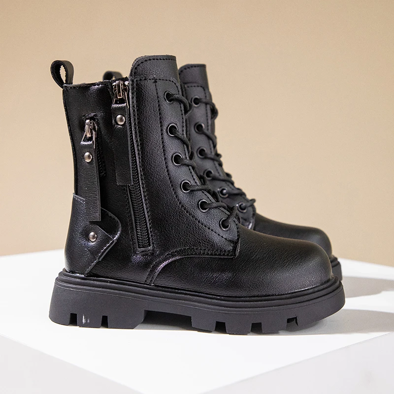 Girls Mid Calf Boots Autumn Breathable Soft Sole Kpop Style