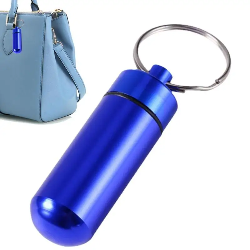 

Металлическая Водонепроницаемая коробка для таблеток с герметичным хранилищем, плоская головка и брелок для витаминов, лекарств и рыбьих масел