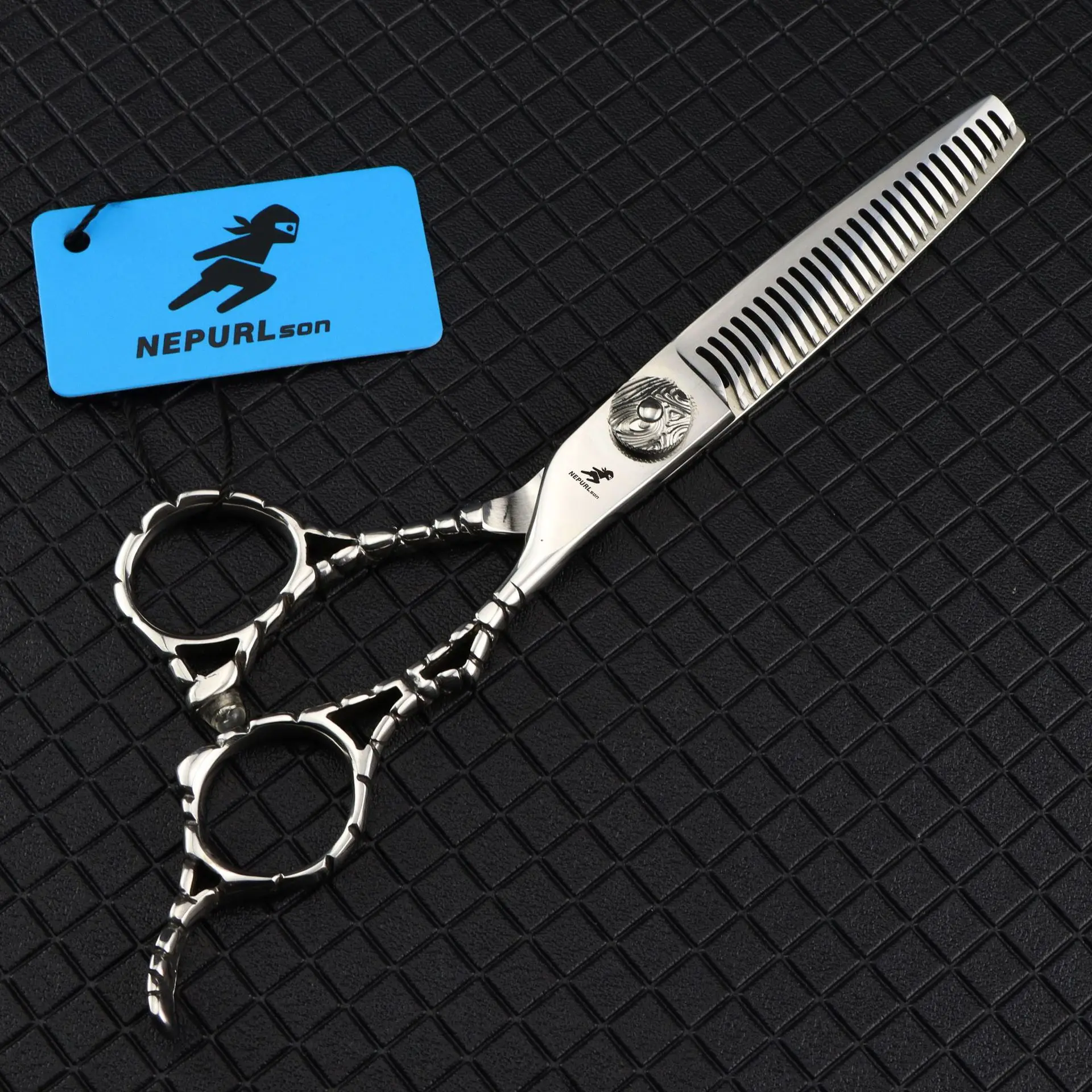 양면 치아 전문 헤어 가위 6 인치, 헤어 가위 숱이 양 15% 히타치 440C 스틸 헤어 액세서리 도구