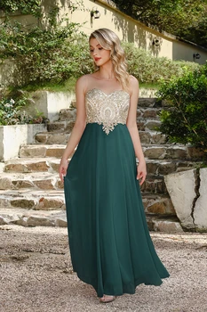 BABYONLINE فستان أنيق على شكل قلب للحفلات الراقصة مع صدرية مطرزة بالذهب وتنورة شيفون متدفقة لحفلات العودة للوطن والمناسبات الرسمية 4