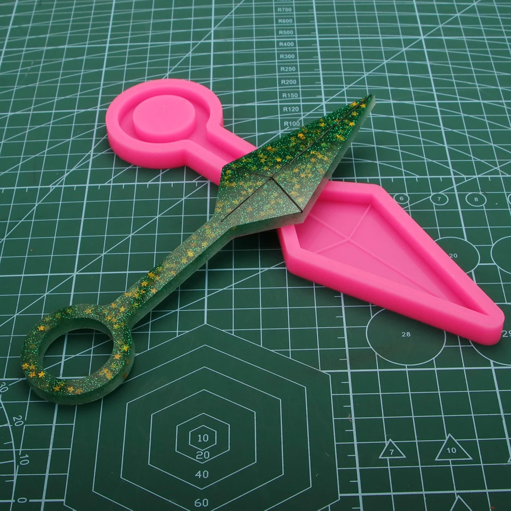 Glänzende Harz Kunai Messer Ohrringe Form, Selbstverteidigung Silikonformen, DIY Harz Epoxid Schmuck Form, Polymer Clay DY0907