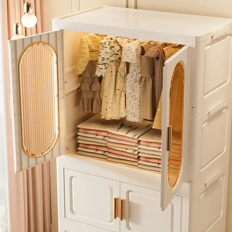 Foldable Wardrobe Storage Cabinet Home Kids Bedroom Closet Plastic Organizer Clothes Baby Storage Drawer Cabinet Furnitur Design