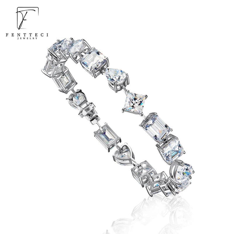 FENTTECI Newest  Sterling Silver Transition Rose Gold Simulation Diamond Bracelet Niche Design Camellia Round Diamond Bracelet tbilisi archive of transition